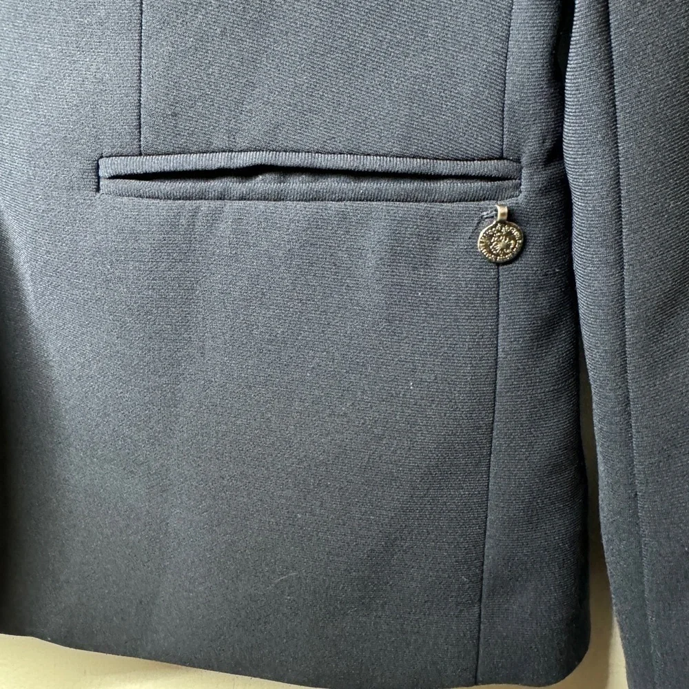 Maison Scotch Navy Blue Black Sequin Single Button Closure Tuxedo Blazer Size 1